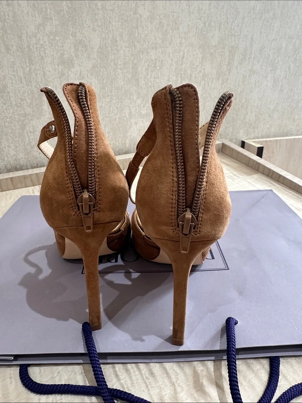Nine West Tan Suede Pointed-Toe Double Strap Heels - Picture 5 of 6